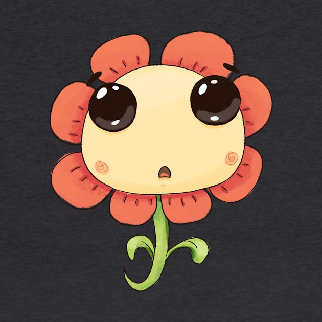 Cute beautiful surprised flower character by Nataly Agapitova